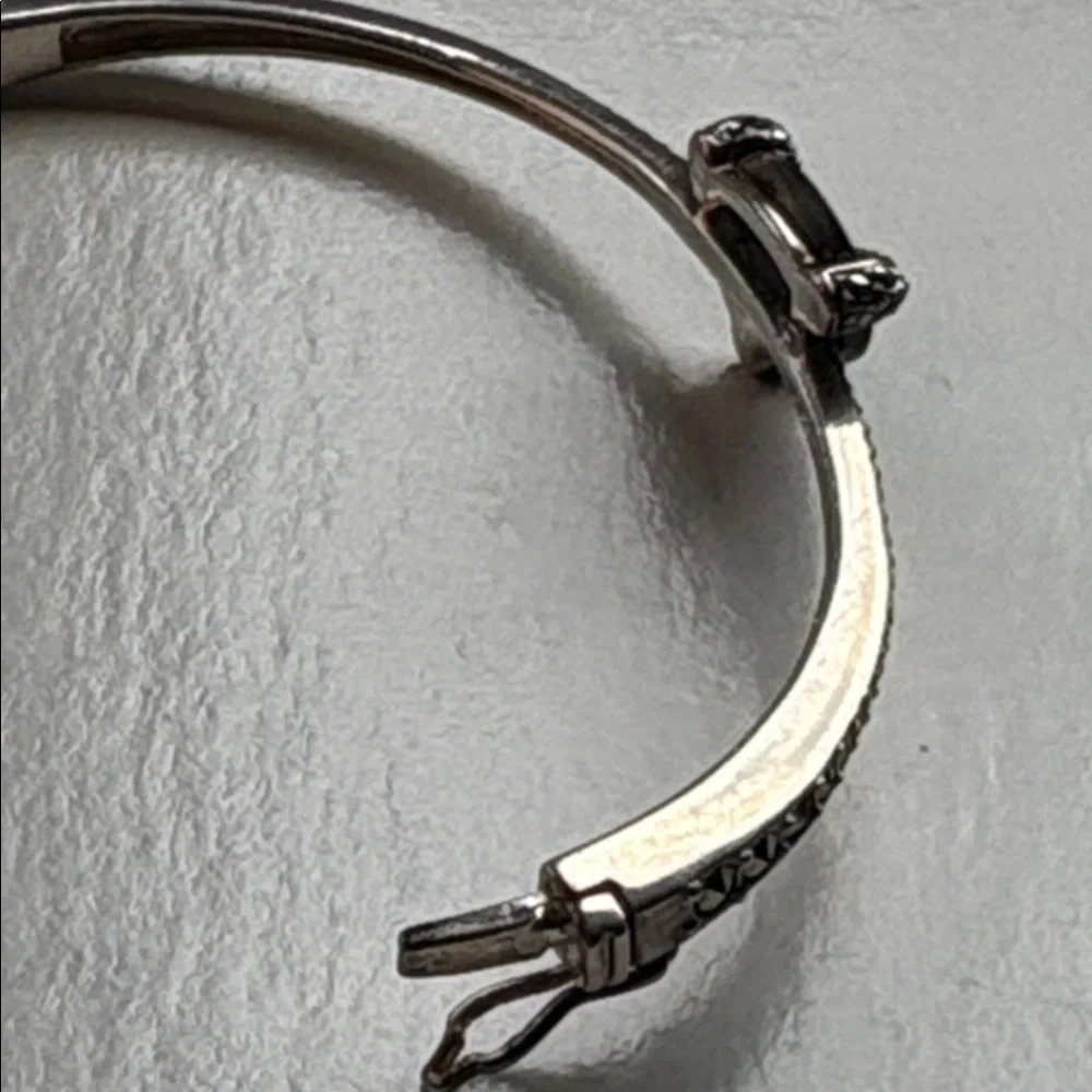 Unique Judith Jack Abalone and Marcasite Sterling Silver Bangle Bracelet